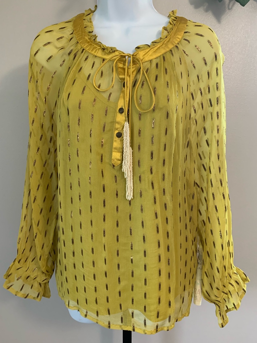 NWT Aratta Silent Journey Mustard Yellow Maven Blouse